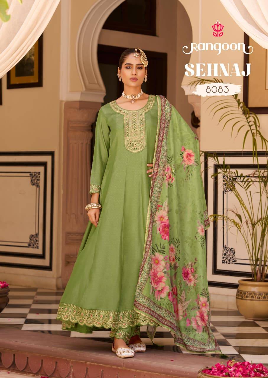 Rangoon sehnaz anarkali 3 pcs kurti supplier 